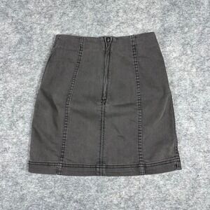 Free People Mini Skirt Grey Denim High Rise Back Zip Womens 0